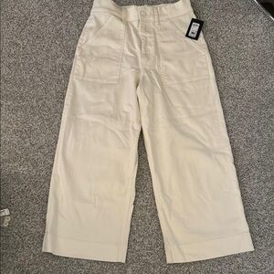 Joe’s Wide leg Ankle Denim Cream Pants with Patch Pockets Size 28